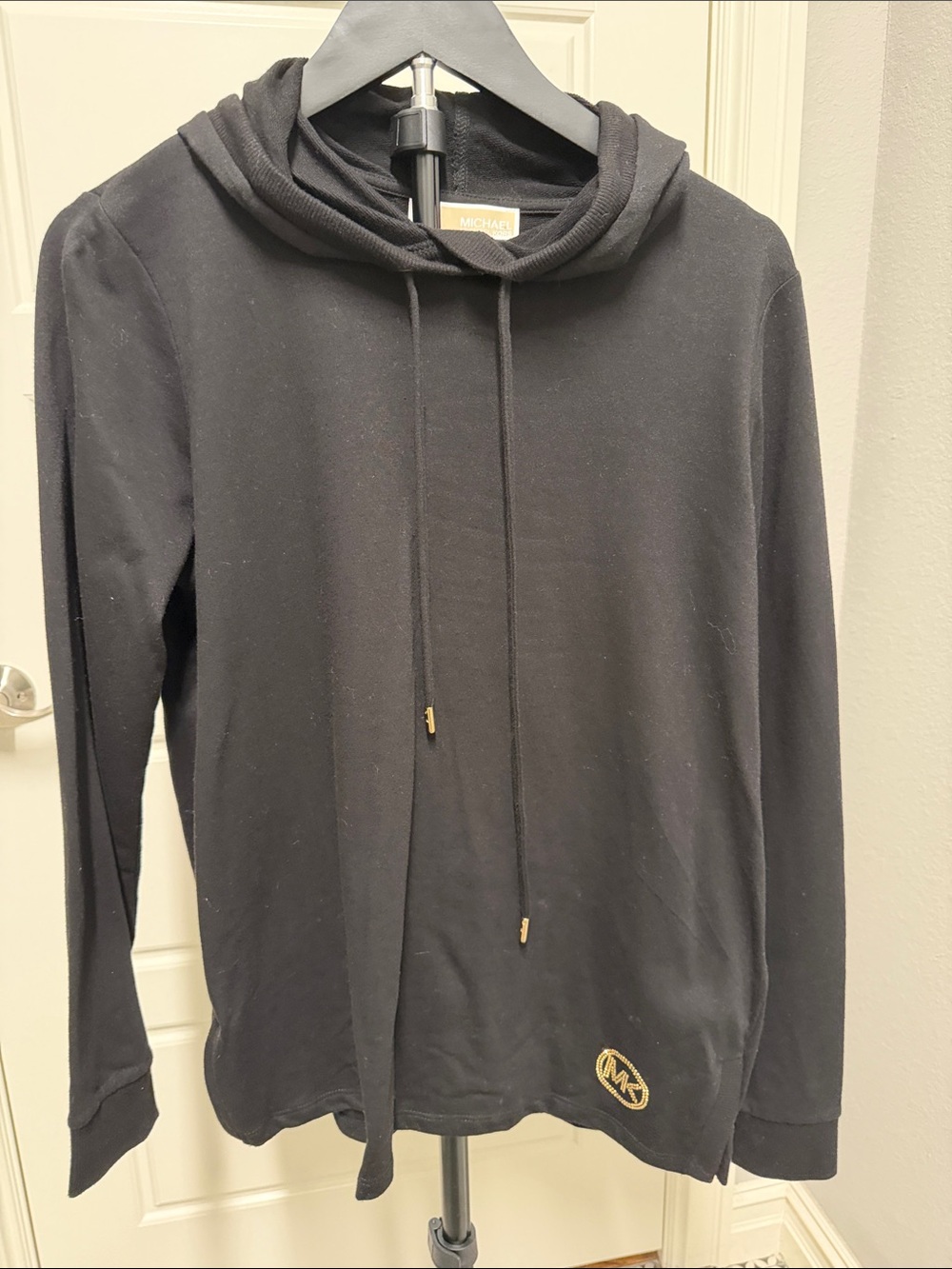 Michael Kors Men’s Black Crewneck Hooded Sweater with Gold Logo